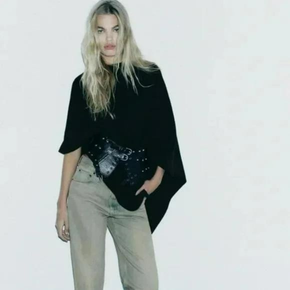 ZARA STUDDED 100% COW LEATHER CUMMERBUND - Picture 3 of 10